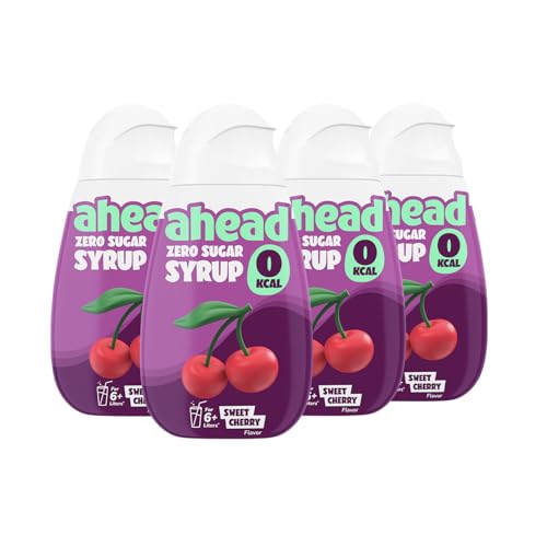 Ahead Zero Sirup │ Cherry 4 x 48 ml │ für 6-8 Liter Getränk │ getränkesirup zuckerfrei │ sirup ohne zucker & Kalorien │ hochkonzentrierter Fertiggetränk Fruchtextrakten sirup von ahead