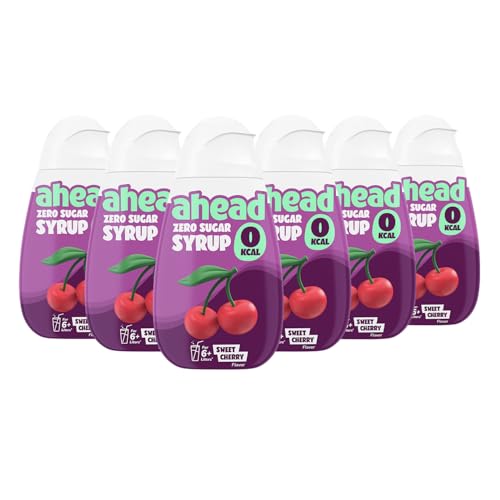 Ahead Zero Sirup │ Cherry 6 x 48 ml │ für 6-8 Liter Getränk │ getränkesirup zuckerfrei │ sirup ohne zucker & Kalorien │ hochkonzentrierter Fertiggetränk Fruchtextrakten sirup von ahead