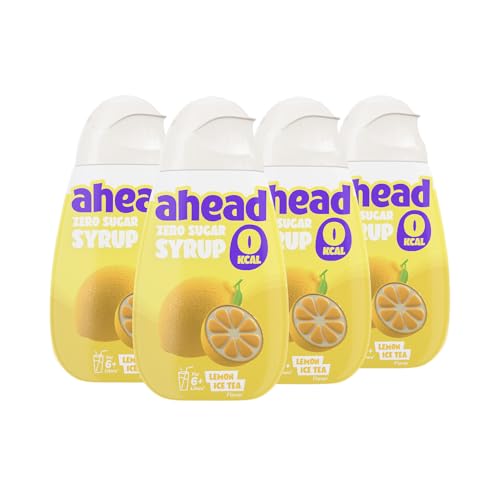 Ahead Zero Sirup │ Lemon Ice Tea 4 x 48 ml │ für 6-8 Liter Getränk │ getränkesirup zuckerfrei │ sirup ohne zucker & Kalorien │ hochkonzentrierter Fertiggetränk Fruchtextrakten sirup von ahead