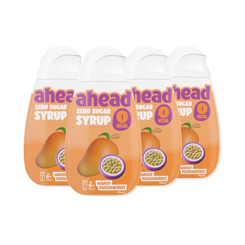 Ahead Zero Sirup │ Mango Passionfruit 4 x 48 ml │ für 6-8 Liter Getränk │ getränkesirup zuckerfrei │ sirup ohne zucker & Kalorien │ hochkonzentrierter Fertiggetränk Fruchtextrakten sirup von ahead