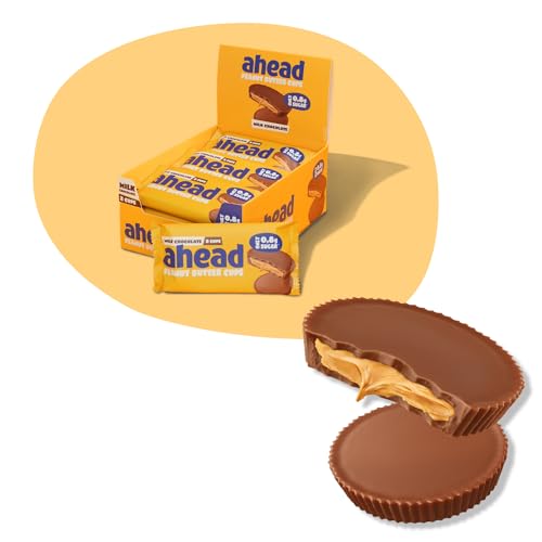 ahead Peanut Butter Cups | Schokopralinen mit Erdnussbutterfüllung ohne Zuckerzusatz Low Carb | 15x 2er Packung - 510g | Keto Snacks glutenfrei, High Protein & ohne Palmöl von ahead