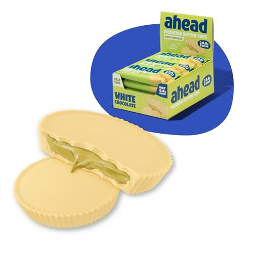 ahead Pistaziencreme Butter Cups | 15x2er Packung - 510g | 90% weniger Zucker | Weiße Schokolade mit cremigem Pistazienmus | 0,8g Zucker pro Cup | Ohne Palmöl & Glutenfrei von ahead