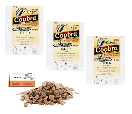 3 x Coobra Mead-Hefe 10 g/25 l + Französische Eichenchips 20g - Hefe zur Apfelweingärung, Hefe für Apfel und Birne, Weinhefe, Cider Hefe von alcofermbrew