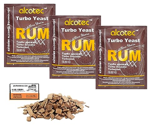 3 x Turbohefe - Alcotec Rum 73g, HHefe zur Gärung, Turbo Hefe, Hefe für Maische, Hefe für die Gärung, Wodka-Hefe von AlcoFermBrew