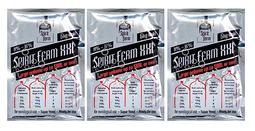 3 x Turbohefe - Spirit Ferm XXL 75g, Hefe für die Zuckergärung, Turbo Hefe, Hefe für Maische, Hefe für die Gärung, Wodka-Hefe von AlcoFermBrew