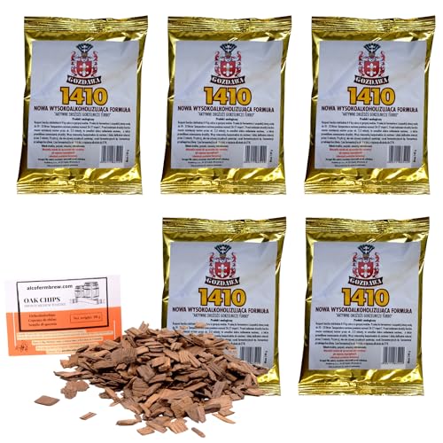 5 x Turbohefe 1410-140g + Eichenholz Chips, Turbo Hefe, Hefe für Maische, Wodka-Hefe von AlcoFermBrew