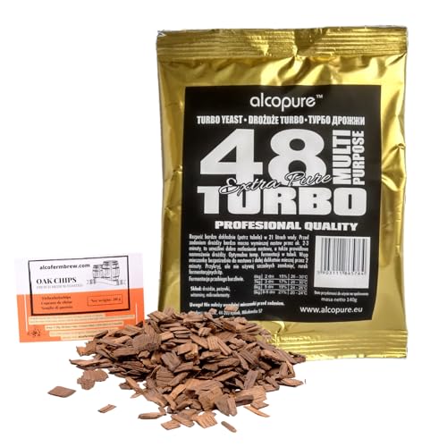 1 x Turbohefe Turbo 48 + Eichenholz Chips, Turbo Hefe, Hefe für Maische, Wodka-Hefe von AlcoFermBrew