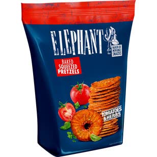 Elephant Pretzels mit Tomate & Kräuter, 12er Pack (12 x 70g) von alka Elephant