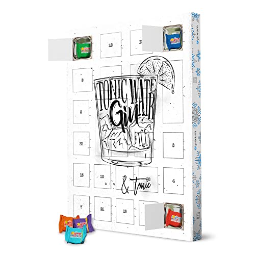 Nachhaltiger Adventskalender Gin tonic cocktail mit Tony's Chocolonely - artboxONE Adventskalender Schwarzweiß von artboxONE