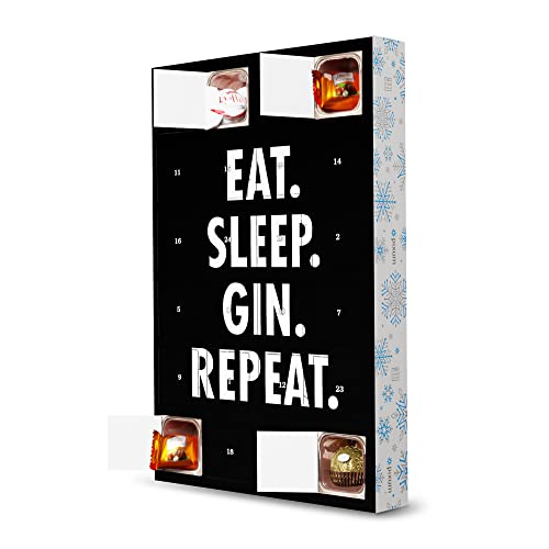 artboxONE Adventskalender mit Pralinen von Ferrero Eat Sleep Gin Repeat Adventskalender Typografie von artboxONE