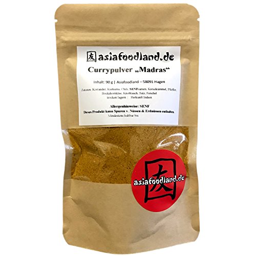 Asiafoodland - Curry Pulver - Madras - zum würzen und abschmecken, 1er Pack (1 x 90g) von asiafoodland.de