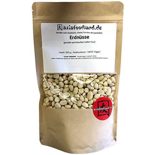 Asiafoodland - Erdnüsse - ohne Haut - geschält und blanchiert, 1er Pack (1 x 500g) von asiafoodland.de