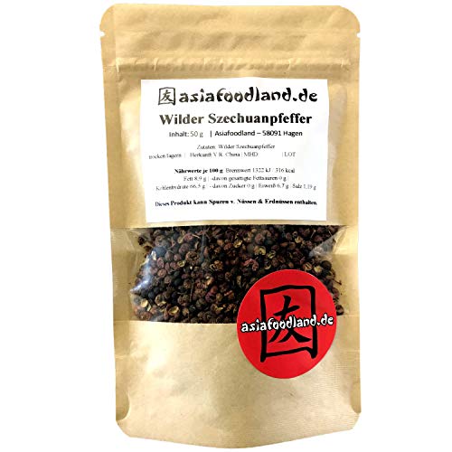 Asiafoodland - Wilder Szechuan Pfeffer - auch genannt Japanischer Pfeffer oder Chinesischer Pfeffer, 1er Pack (1 x 50g) von asiafoodland.de