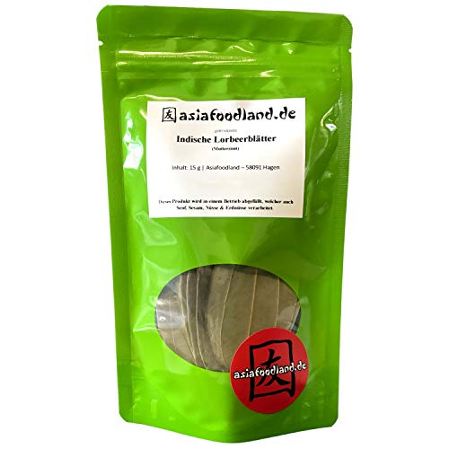 Asiafoodland - getrocknetes Indisches Lorbeerblatt - Lorbeerblätter - Mutterzimmt/Mutterzimt - Cinnamomum tamala - Malabathrum, 1er Pack (1 x 15g) von asiafoodland.de