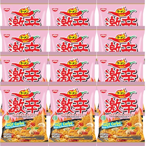 Nissin - Gekikara Ramen Nudeln - Hot Carbonara - scharfe Instant Creamy Ramen im asiafoodland Set (12er Pack) von asiafoodland.de