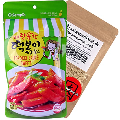 asiafoodland - Sweet Sauce Set für Tteok-bokki / Topokki inkl. Sesam, 1er Pack (1x 180g) von asiafoodland.de