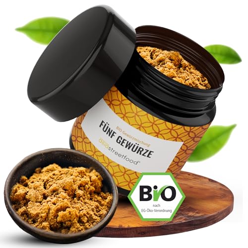 asiastreetfood Fünf Gewürze Pulver Bio 40 g – Asiatische Gewürzmischung ideal für Schmor- & Grillgerichte – 5 Gewürze Pulver in Bio-Qualität – Asia-Gewürz-Mix mit süß-scharfer Würze von asiastreetfood