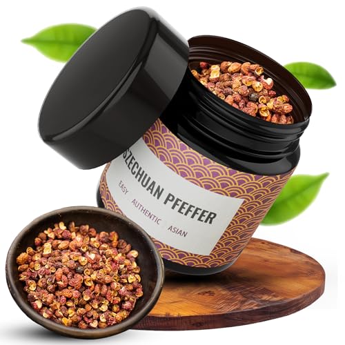 asiastreetfood Szechuan Pfeffer 20g – Original aus Szechuan – Asiatischer Pfeffer mit warmer Gewürz- & Zitrusnote – Roter Szechuan Pfeffer für asiatische Wokgerichte – Ganze Szechuan Pfefferkörner von asiastreetfood