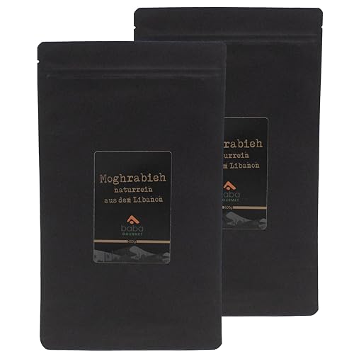 baba GOURMET - 2er Pack Original Moghrabieh Couscous-Perlen 600 g Packung - 100% naturrein aus dem Libanon - Kuskus Perlen für traditionell orientalische Gerichte - Couscousperlen aus Vollkorngrieß von baba GOURMET