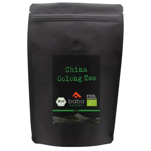 baba GOURMET - Original Bio China Fine Oolong Tee lose 250 g - 100% naturrein in Bio-Qualität - Loser Tee ohne Zusätze und ohne Aromastoffe im Aroma-Beutel von baba GOURMET