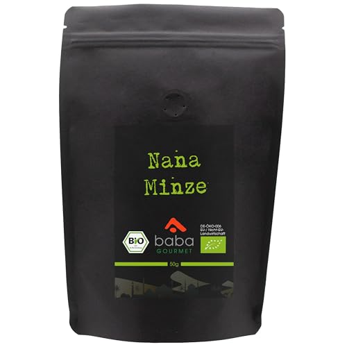 baba GOURMET - Original Bio Nana Minze 50 g - Arabische Minze 100% naturrein und natürlich ideal für orientalische Gerichte und Tee - Nanaminze naturbelassen ohne Zusatzstoffe und Aromen von baba GOURMET