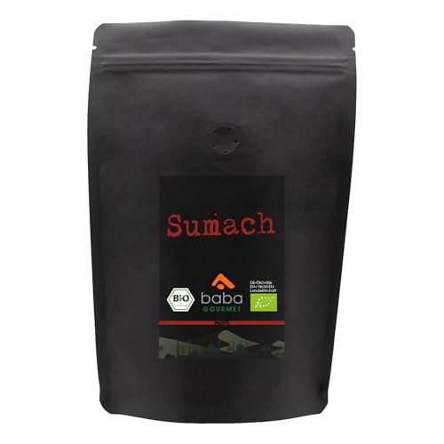 baba Gourmet - Original Bio Sumach Pulver 250 g - 100% naturrein für orientalische Gerichte - Sumachpulver schonend gemahlen und getrocknet - Sumac Spice in Premiumqualität ohne Zusatzstoffe von baba GOURMET