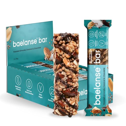 Baelanse® Bar: Ballaststoffreicher, Probiotischer Nussriegel | Gesunder Snack für Verdauung, Sättigung, Energie | Vegan, Glutenfrei, ohne Zusatz von Zucker | Coconut & Almond (12x40g) von baelanse