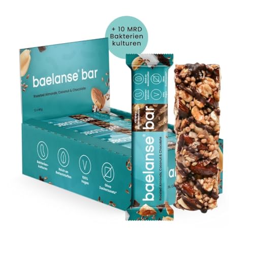 Baelanse® Bar: Ballaststoffreicher, Probiotischer Nussriegel | Gesunder Snack für Verdauung, Sättigung, Energie | Vegan, Glutenfrei, ohne Zusatz von Zucker | Coconut & Almond (12x40g) von baelanse