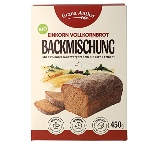 Grana Antico BIO-Einkorn-Backmischung Vollkorn für Brotbackautomat und Backofen, auch für Brötchen, Baguette oder Pizza 450g von bakeryteam