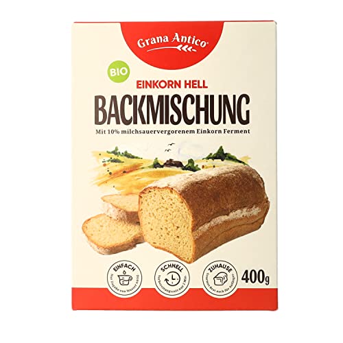 Grana Antico BIO-Einkorn-Backmischung hell für Brotbackautomat und Backofen, auch für Brötchen, Baguette oder Pizza 400g von bakeryteam