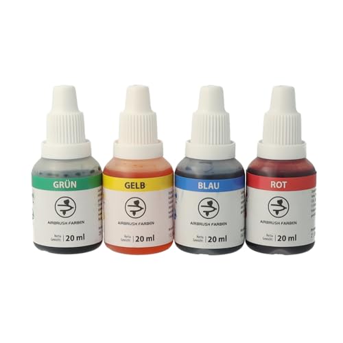 Lebensmittelfarben Airbrush Set flüssige Grundfarben 4 x 20ml von bakeryteam