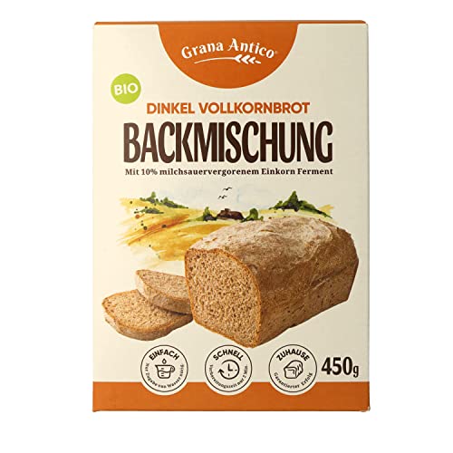 bakeryteam Grana Antico BIO-Dinkel-Backmischung Vollkorn für Brotbackautomat und Backofen, auch für Brötchen, Baguette oder Pizza 450g von bakeryteam