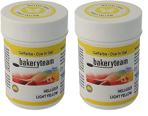 bakeryteam Lebensmittelfarbe Glasurfarbe Icing Colour Gelfarbe Light Yellow, 35 g (Packung mit 2) von bakeryteam