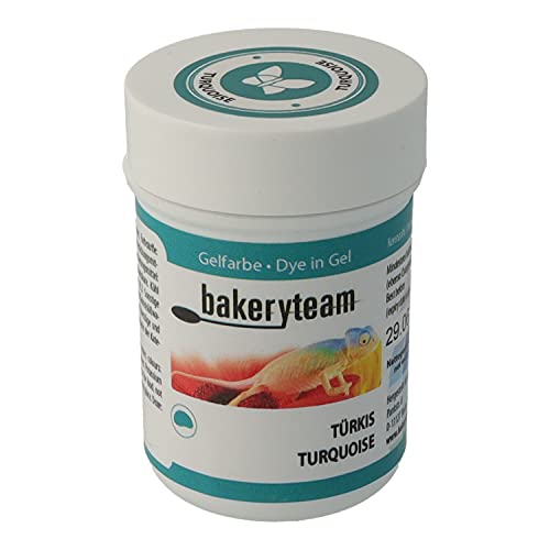 bakeryteam Lebensmittelfarbe Glasurfarbe Icing Colour Gelfarbe Türkis, 35 g von bakeryteam