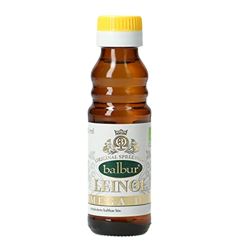 Balbur-Leinöl (Bio) aus dem Spreewald, erste Kaltpressung, naturbelassen, ungefiltert, bis zu 58% Omega-3 (100 ml, DE-ÖKO-034) von balbur