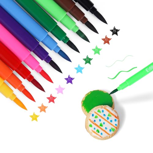 10 Stück Essbare Lebensmittelfarbe Stifte Backen,Lebensmittel Schreiber Fondant Farbstifte Marker mit Feiner für Kekse Kuchen Desserts Schreiben Essbarer Stift von bayep