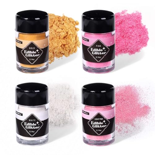 Essbares Glitzer Set 5g x 6 Farben Lebensmittel Glitzer für Getränke, Glitzerpulver Geschmacksneutrales Lebensmittelfarbe Pulver, Glitzerpuder für Torten, Champagner, Kuchen, Fondant, Cocktail，Wein von bayep