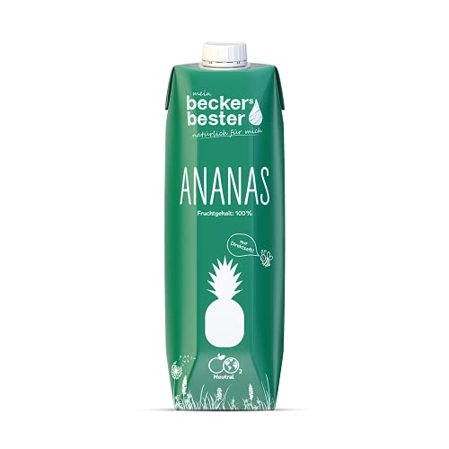 beckers bester Ananas - 6er Pack - Ananassaft - 100% natürlicher Direktsaft - Co2-neutral hergestellt - Vegan - Ohne Zuckerzusatz - Ohne Gentechnik - Laktosefrei - (6 x 1000 ml) von Sunature