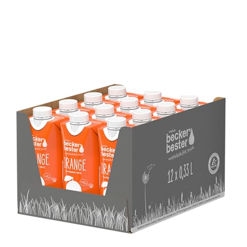 beckers bester Orange - 12er Pack - Orangensaft - 100% natürlicher Direktsaft - Co2-neutral hergestellt - Vegan - Ohne Gentechnik - Ohne Gentechnik - Laktosefrei - (12 x 330 ml) von beckers bester