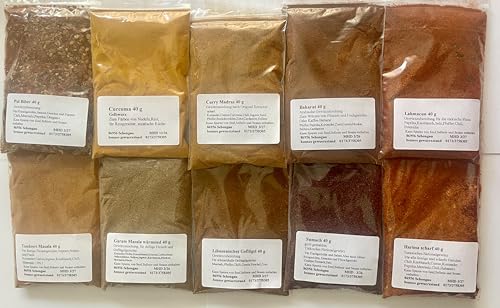 Baharat, Garam Masala, Tandoori Masala, Pul Biber usw. 10 Tlg Orientalisches Gewürz Set von bennos gewuerzstand