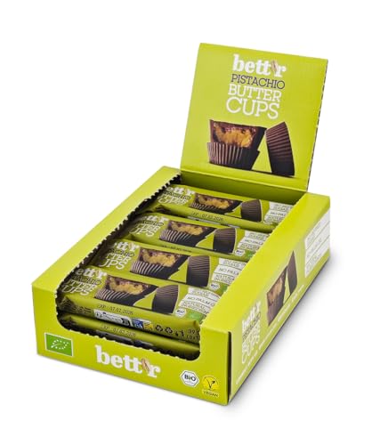 Bett’r Bio Nussbutterbecher mit Pistaziencreme - 100% Vegan, Organic und frei von Palmöl - 12 x 39 g von bett'r GUILT FREE