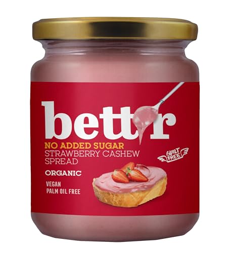 Bett’r Erdbeer Cashew Creme ohne Zuckerzusatz - 100% Bio, Vegan und frei von Palmöl - 250g von bett'r GUILT FREE