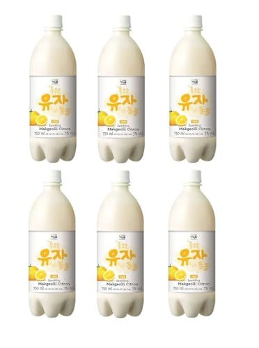 bick.shop® 6x Makgeolli 750ml Korea Alkohol Getränk Sparkling 3-6% Alk. Vol inkl. 0,25€/Flasche EINWEG-Pfand (ges.1,50€) (Citron) von bick.shop