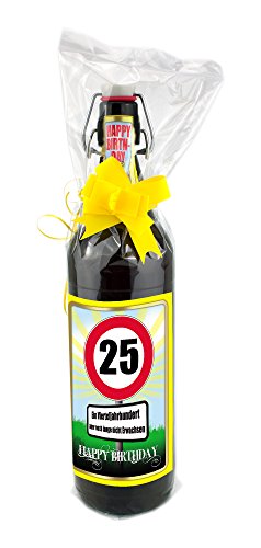 25 Jahre - 1 Liter Flasche mit edlem Pils (mit Geschenkfolie & Schleife) von bierundmehr