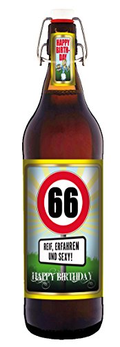 66 Jahre - 1 Liter Flasche mit edlem Pils (keine Geschenkverpackung) von bierundmehr