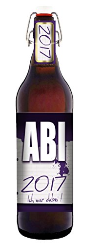 Abi 2017 Pils Geschenk Bier 1 Liter Flasche mit Bügelverschluss von bierundmehr