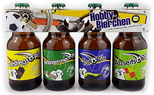 Fußball Pils Bier im 4er Set im Hobby Träger Clip 1. Halbzeit von bierundmehr