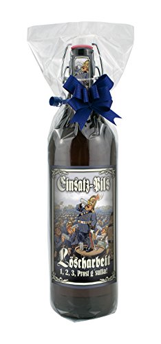 Löscharbeit 1 Liter Flasche mit Bügelverschluss (mit Geschenkfolie & Schleife) von bierundmehr