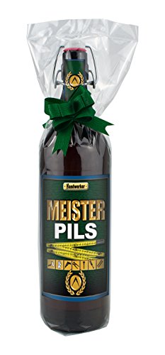 Meister Pils 1 Liter - Bügelflasche mit edlem Pils (mit Geschenkfolie & Schleife) von bierundmehr