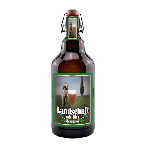 Sexy Geschenkflasche 2 Liter Pils XXL Bügelfasche Bier Bierundmehr (Landschaft mit Bier) von bierundmehr